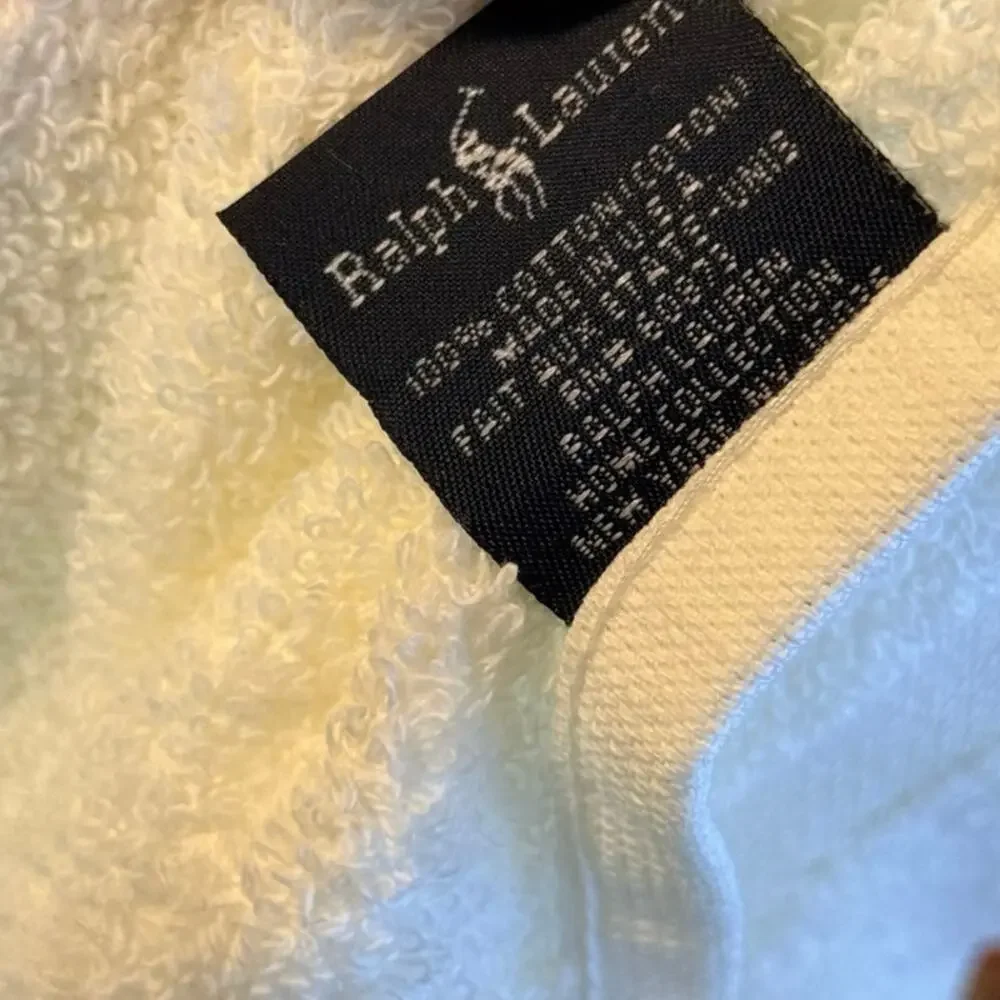Vintage 90s Polo Bear by Ralph Lauren Flag Sweater Beach Towel USA White 35x66